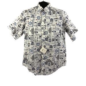 VTG 90s Roundtree Yorke Nautical Print Shirt Sailing Blue M NWT